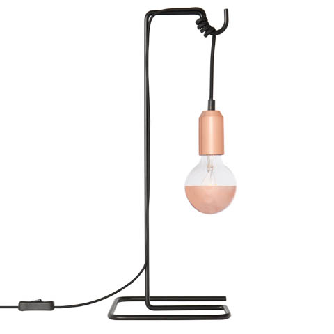 lampada di design loop con dettagli color rame rosa